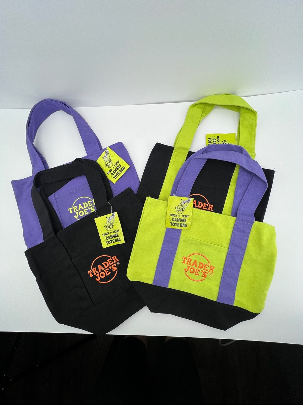 Set of 4 - 2026 Trader Joe's Halloween Mini Canvas Tote Bags Limited Edition